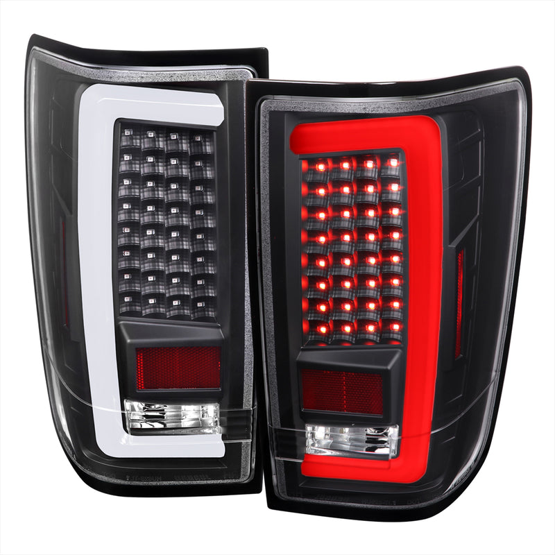 Spec-D 04-15 Nissan Titan Led Light Bar Tail Lights Matte Black Housing And Clear Lens - White Led Bar LT-TIT04JMLED-G2-TM