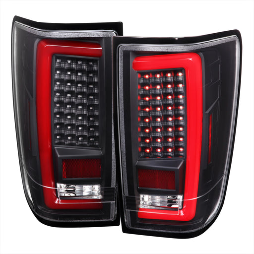 Spec-D 04-15 Nissan Titan Led Light Bar Tail Lights Matte Black Housing And Clear Lens - Red Led Bar LT-TIT04JRLED-G2-TM