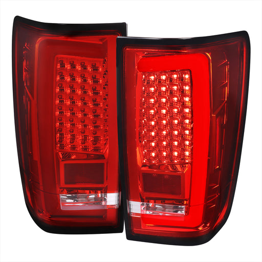 Spec-D 04-15 Nissan Titan Led Light Bar Tail Lights Chrome Housing And Red Lens LT-TIT04RLED-G2-TM