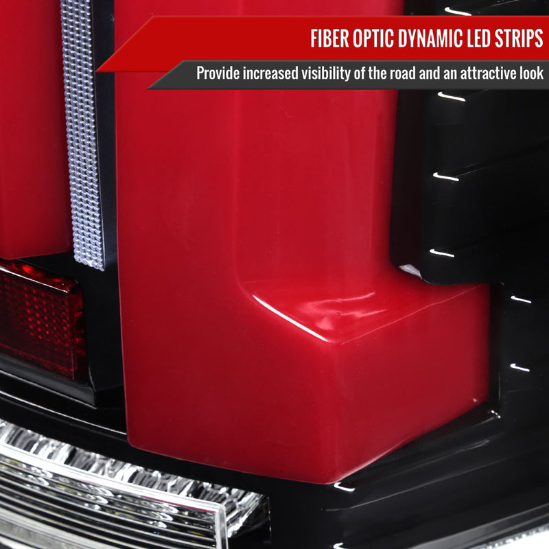 Spec-D 07-13 Toyota Tundra Facelift Full Led Tail Lights Glossy Black Housing Clear Lens Red Light Bar Sequential Turn Signal Breathing Light Effect LT-TUN07BKLED-SQ-RS