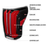 Spec-D 07-13 Toyota Tundra Facelift Full Led Tail Lights Glossy Black Housing Clear Lens Red Light Bar Sequential Turn Signal Breathing Light Effect LT-TUN07BKLED-SQ-RS