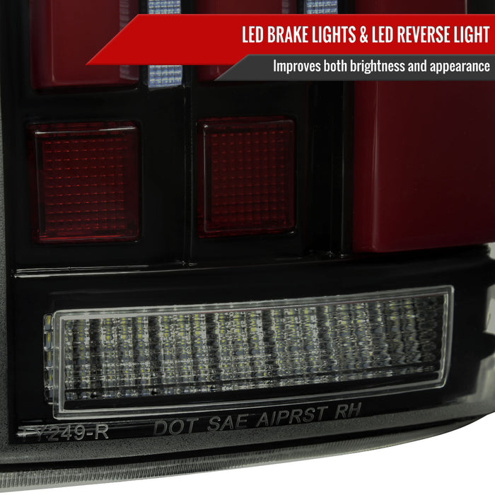 Spec-D 07-13 Toyota Tundra Facelift Full Led Tail Lights Glossy Black Housing Smoked Lens Red Light Bar Sequential Turn Signal Breathing Light Effect LT-TUN07BZLED-SQ-RS