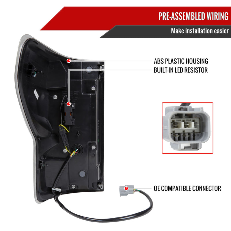 Spec-D 07-13 Toyota Tundra Facelift Full Led Tail Lights Glossy Black Housing Smoked Lens Red Light Bar Sequential Turn Signal Breathing Light Effect LT-TUN07BZLED-SQ-RS