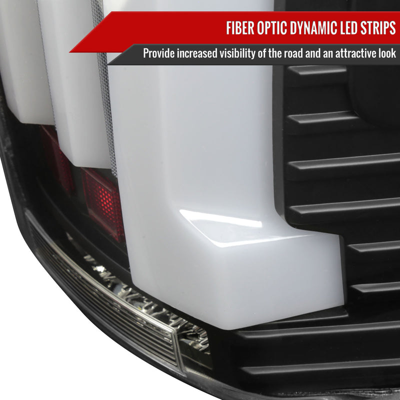 Spec-D 07-13 Toyota Tundra Facelift Full Led Tail Lights Matte Black Housing Clear Lens White Light Bar Sequential Turn Signal Breathing Light Effect LT-TUN07JMLED-SQ-RS