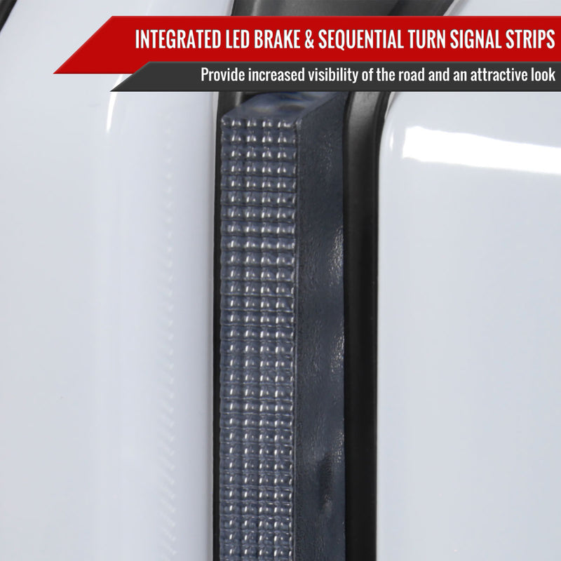 Spec-D 07-13 Toyota Tundra Facelift Full Led Tail Lights Matte Black Housing Clear Lens White Light Bar Sequential Turn Signal Breathing Light Effect LT-TUN07JMLED-SQ-RS