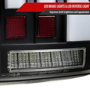 Spec-D 07-13 Toyota Tundra Facelift Full Led Tail Lights Matte Black Housing Clear Lens White Light Bar Sequential Turn Signal Breathing Light Effect LT-TUN07JMLED-SQ-RS