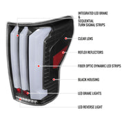 Spec-D 07-13 Toyota Tundra Facelift Full Led Tail Lights Matte Black Housing Clear Lens White Light Bar Sequential Turn Signal Breathing Light Effect LT-TUN07JMLED-SQ-RS