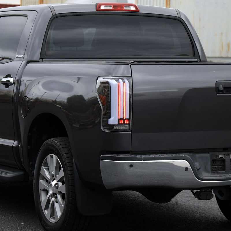 Spec-D 07-13 Toyota Tundra Facelift Full Led Tail Lights Matte Black Housing Clear Lens White Light Bar Sequential Turn Signal Breathing Light Effect LT-TUN07JMLED-SQ-RS