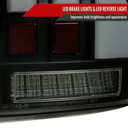 Spec-D 07-13 Toyota Tundra Facelift Full Led Tail Lights Matte Black Housing Smoked Lens White Light Bar Sequential Turn Signal Breathing Light Effect LT-TUN07SMLED-SQ-RS