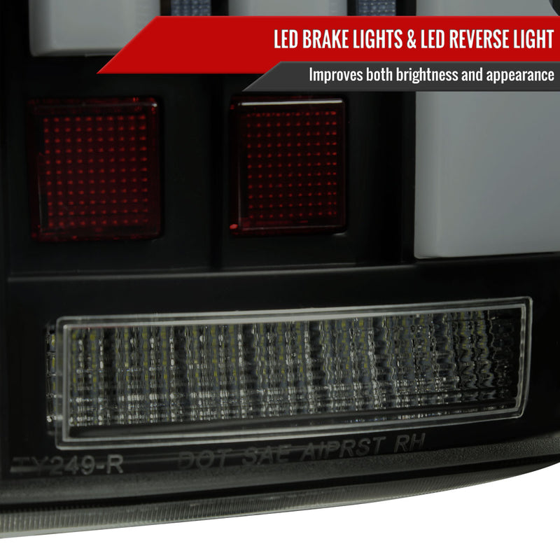 Spec-D 07-13 Toyota Tundra Facelift Full Led Tail Lights Matte Black Housing Smoked Lens White Light Bar Sequential Turn Signal Breathing Light Effect LT-TUN07SMLED-SQ-RS