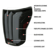 Spec-D 07-13 Toyota Tundra Facelift Full Led Tail Lights Matte Black Housing Smoked Lens White Light Bar Sequential Turn Signal Breathing Light Effect LT-TUN07SMLED-SQ-RS