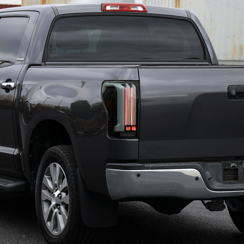 Spec-D 07-13 Toyota Tundra Facelift Full Led Tail Lights Matte Black Housing Smoked Lens White Light Bar Sequential Turn Signal Breathing Light Effect LT-TUN07SMLED-SQ-RS