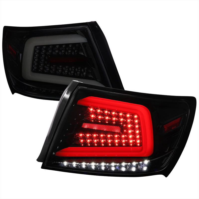 Spec-D 08-14 Subaru Wrx Sedan Led Light Bar Glossy Black Housing And Smoked Lens With Switchback Sequential Turn Signal White Led Bar LT-WRX084BBLED-SQ-TM