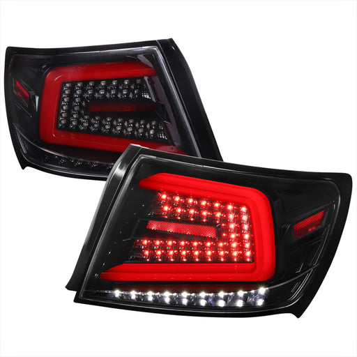 Spec-D 08-14 Subaru Wrx Sedan Led Light Bar Glossy Black Housing And Clear Lens With Switchback Sequential Turn Signal Red Led Bar LT-WRX084BKLED-SQ-TM
