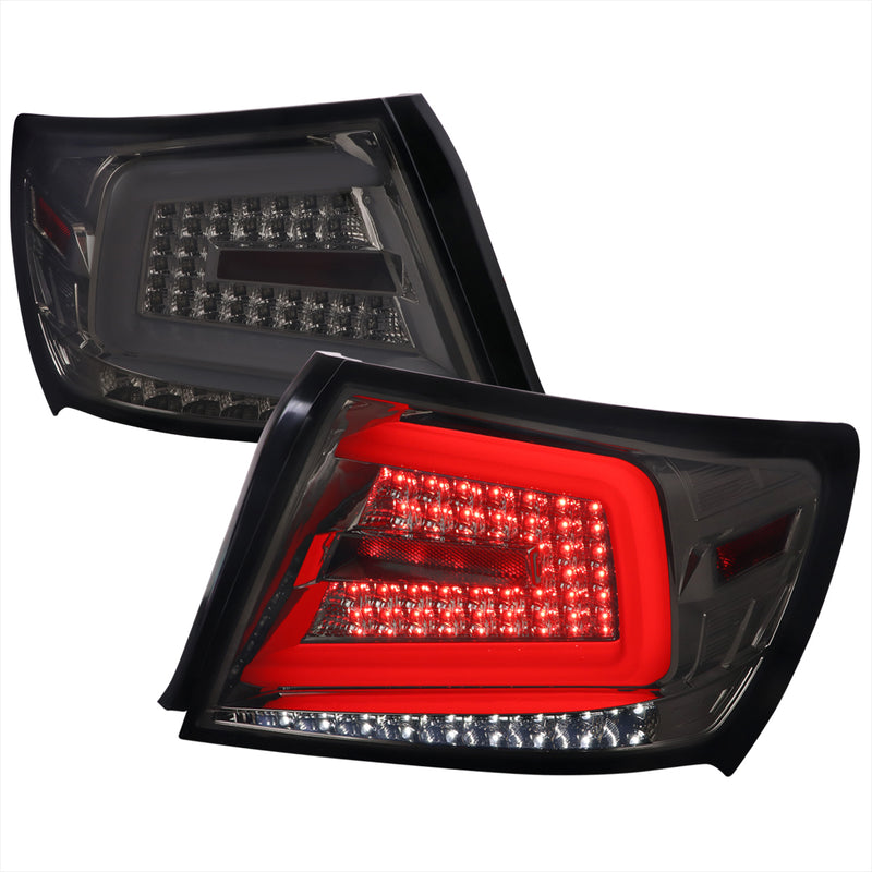 Spec-D 08-14 Subaru Wrx Sedan Led Light Bar Chrome Housing And Smoked Lens With Switchback Sequential Turn Signal White Led Bar LT-WRX084GLED-SQ-TM