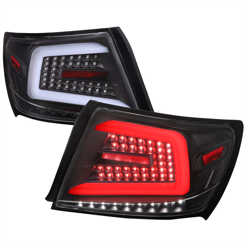 Spec-D 08-14 Subaru Wrx Sedan Led Light Bar Matte Black Housing And Clear Lens With Switchback Sequential Turn Signal White Led Bar LT-WRX084JMLED-SQ-TM