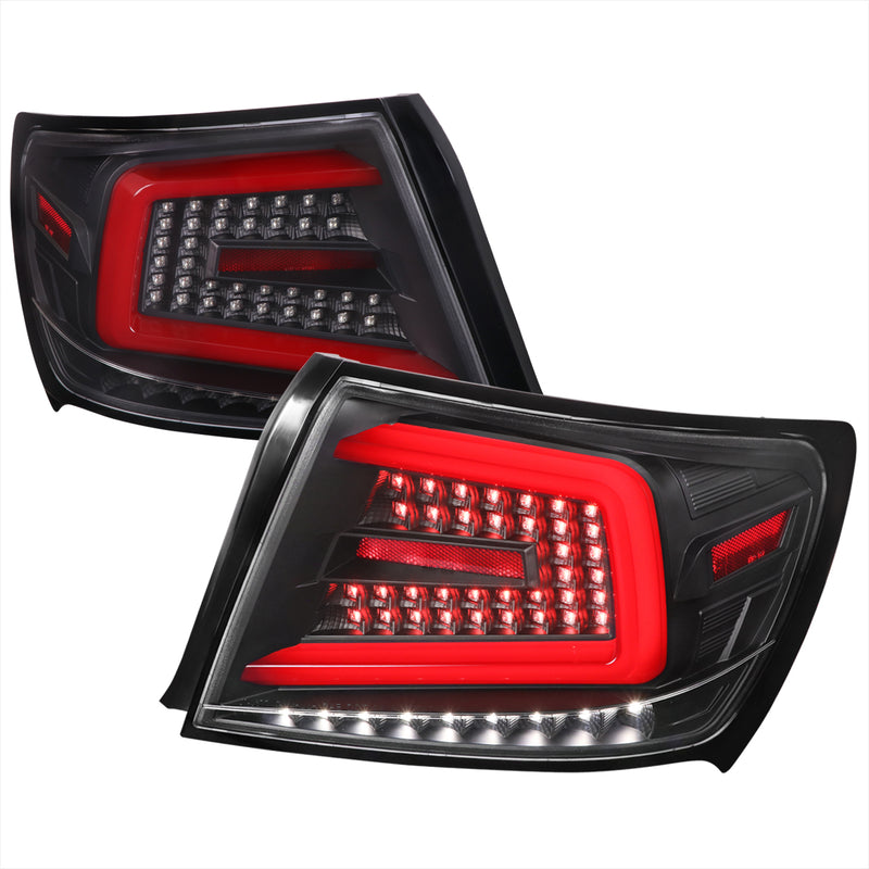 Spec-D 08-14 Subaru Wrx Sedan Led Light Bar Matte Black Housing And Clear Lens With Switchback Sequential Turn Signal Red Led Bar LT-WRX084JRLED-SQ-TM