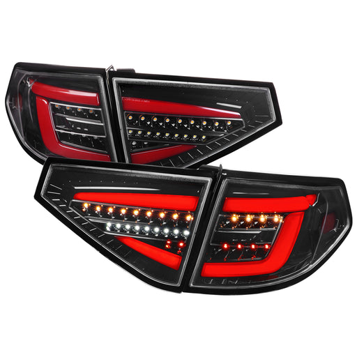 Spec-D 08-11 Subaru Impreza 2.5L Hatchback Tail Lights Glossy Black Housing And Clear Lens - Sequential Signal Full Led Taillight With Red Light Bar (Also Fit 08-14 Subaru Impreza Wrx 2.5 L Hatchback) LT-WRX085BKLED-SQ-TM
