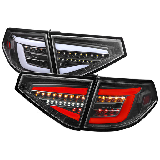 Spec-D 08-11 Subaru Impreza 2.5L Hatchback Tail Lights Matte Black Housing And Clear Lens - Sequential Signal Full Led Taillight With White Light Bar (Also Fit 08-14 Subaru Impreza Wrx 2.5 L Hatchback) LT-WRX085JMLED-SQ-TM
