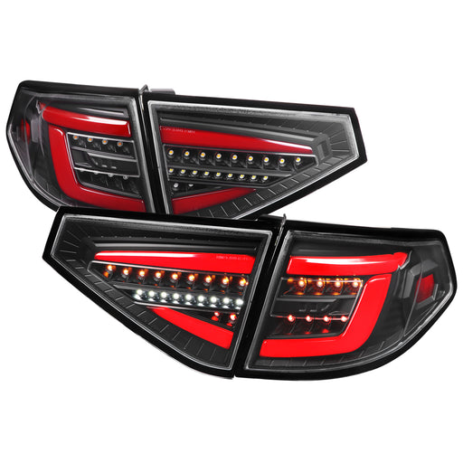 Spec-D 08-11 Subaru Impreza 2.5L Hatchback Tail Lights Matte Black Housing And Clear Lens - Sequential Signal Full Led Taillight With Red Light Bar (Also Fit 08-14 Subaru Impreza Wrx 2.5 L Hatchback) LT-WRX085JRLED-SQ-TM