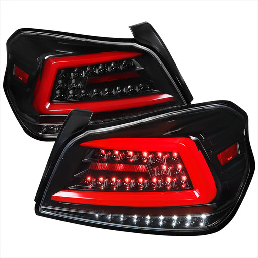 Spec-D 15-19 Subaru Wrx Sequential Led Tail Lights- Gloss Black Housing Clear Lens With Red Light Bar LT-WRX15BKLED-SQ-TM