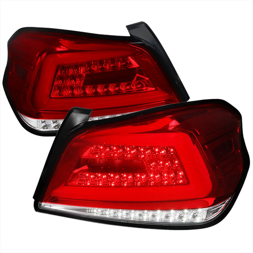 Spec-D 15-19 Subaru Wrx Sequential Led Tail Lights- Chrome Housing Red Clear Lens With White Bar LT-WRX15RLED-SQ-TM