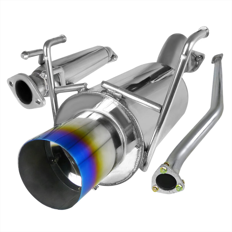 Spec-D 02-05 Honda Civic 2.5 Inch Inlet N1 Style Catback Exhaust With Burnt Tip Si Hatch  MFCAT2-CV023T-SD