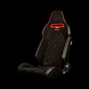 Viper X Series Sport Seats - Black Alcantara / Honeycomb / Red Grommets - 
Low Base