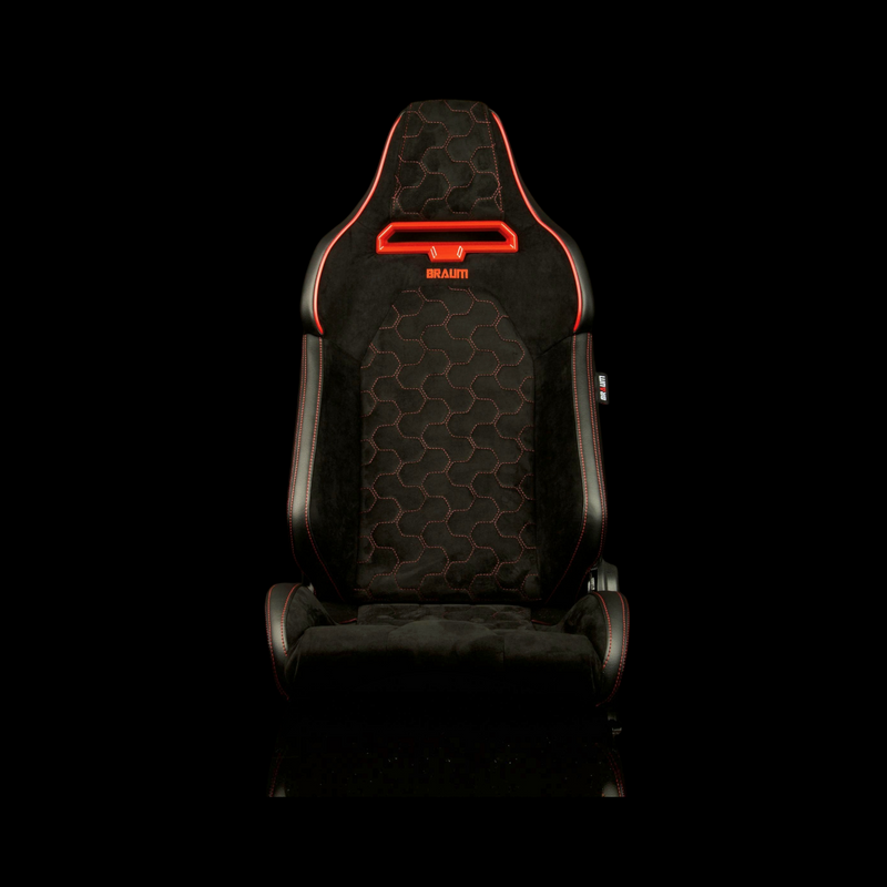 Viper X Series Sport Seats - Black Alcantara / Honeycomb / Red Grommets - 
Low Base
