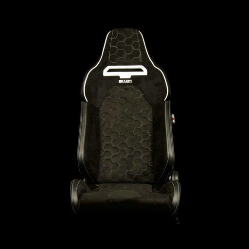 Viper X Series Sport Seats - Black Alcantara / Honeycomb / White Grommets - 
Low Base