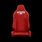 Viper X Series Sport Seats - Red Alcantara / Honeycomb / White Grommets - 
Low Base