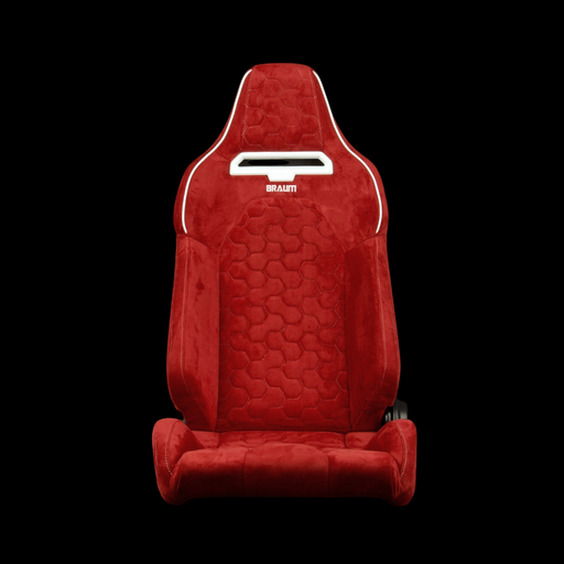 Viper X Series Sport Seats - Red Alcantara / Honeycomb / White Grommets - 
Low Base