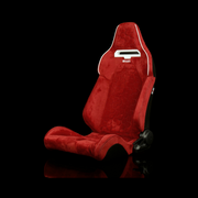 Viper X Series Sport Seats - Red Alcantara / Honeycomb / White Grommets - 
Low Base