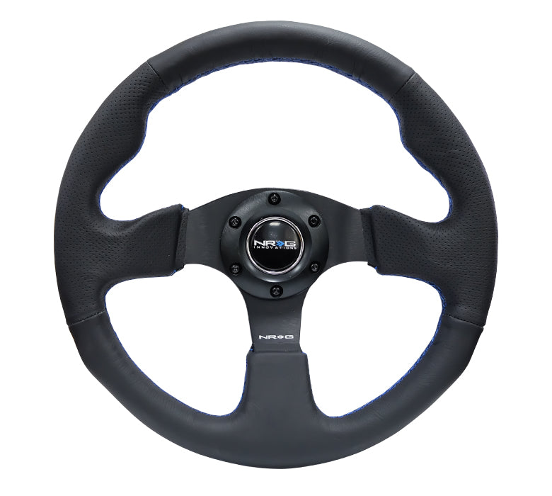 NRG Steering Wheel 320mm Leather w/ Blue stitch