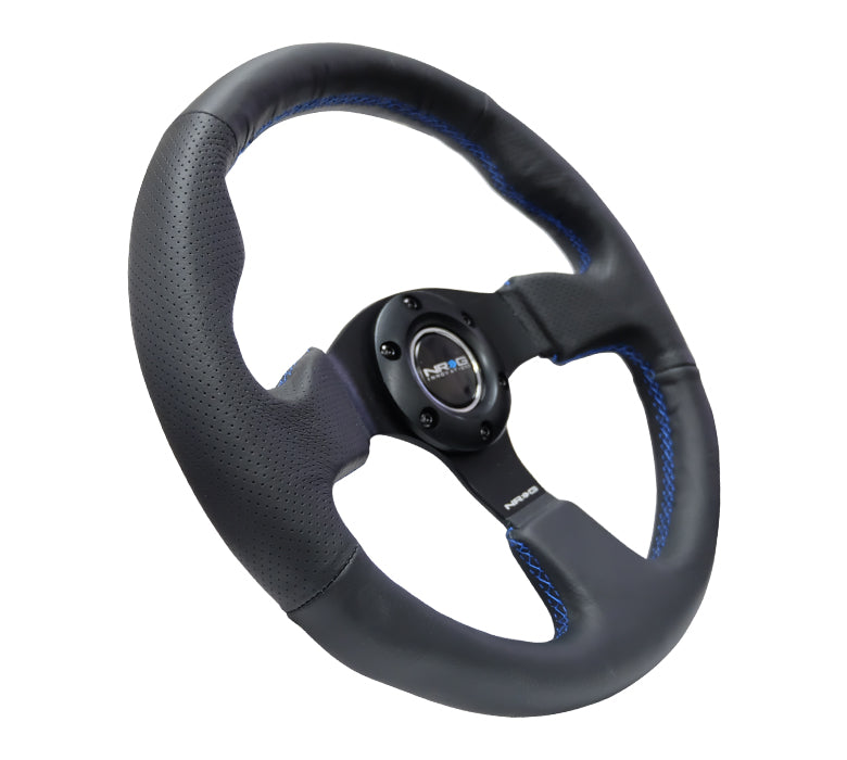 NRG Steering Wheel 320mm Leather w/ Blue stitch