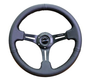 NRG Steering Wheel 350mm (3" Deep) Black Leather with Black Stitching