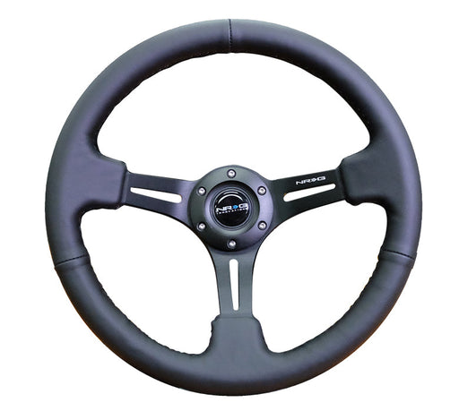 NRG Steering Wheel 350mm (3" Deep) Black Leather with Black Stitching