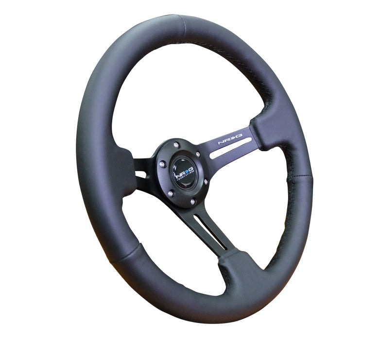 NRG Steering Wheel 350mm (3" Deep) Black Leather with Black Stitching