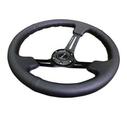 NRG Steering Wheel 350mm (3" Deep) Black Leather with Black Stitching