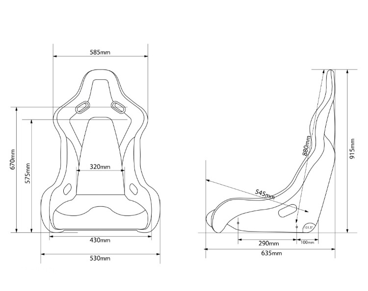 Falcon-S Composite Carbon Kevlar Bucket Seat - Black Alcantara (Yellow Stitching)