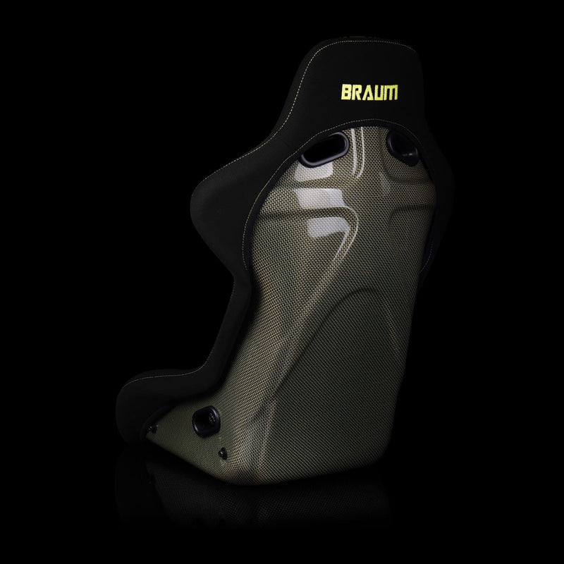 Falcon-R Composite Carbon Kevlar Bucket Seat - Black Alcantara (Yellow Stitching)