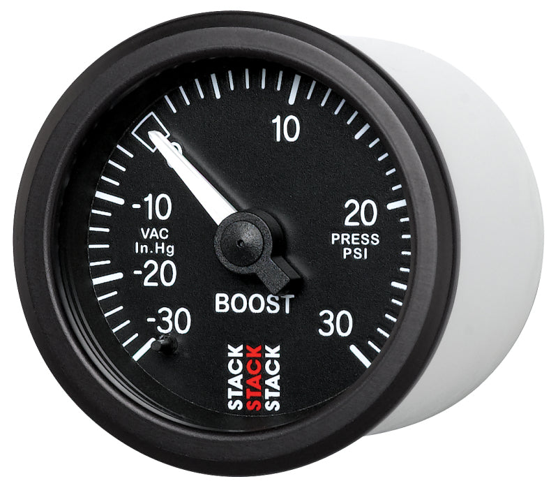 Manomètre de suralimentation mécanique Autometer 52mm Stack -30INHG à +30PSI - Noir