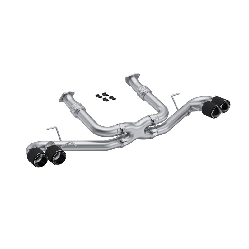 MBRP 20-23 Chevrolet Corvette C8 3in Cat Back Quad Split Rear Exit avec embouts en fibre de carbone - T304