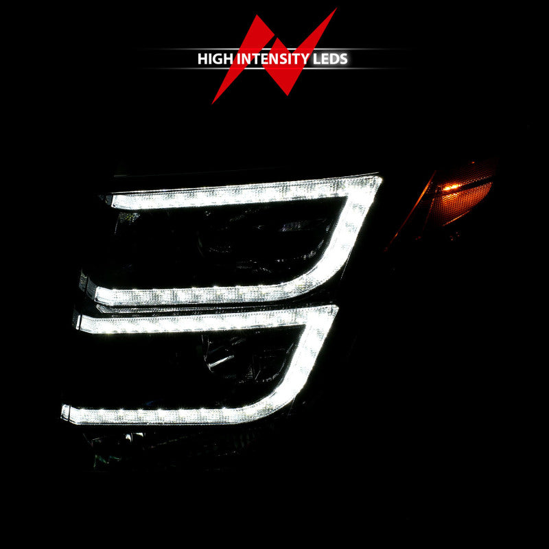 ANZO 2015-2020 Chevy Tahoe Phares de projecteur style planche Noir avec DRL