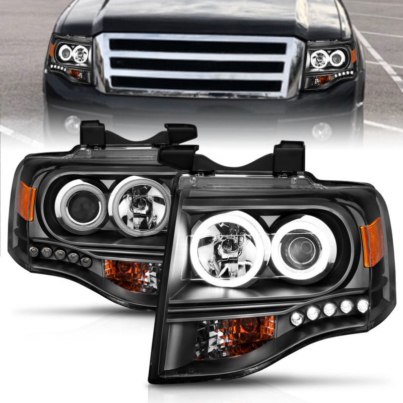 Phares de projecteur Ford Expedition ANZO 2007-2014 avec halo noir