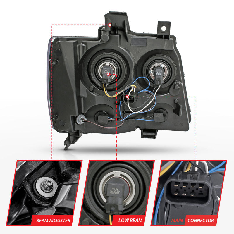 ANZO 2007-2014 Chevrolet Tahoe/Suburban Crystal Phares Noir