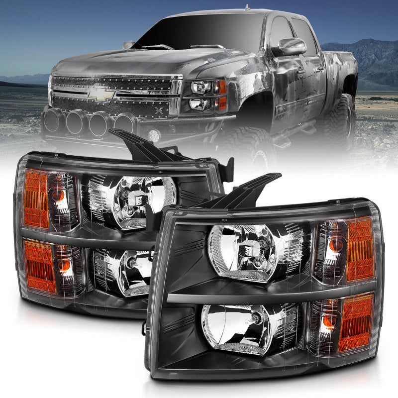 ANZO 2007-2013 Chevrolet Silverado Cristal Phares Noir