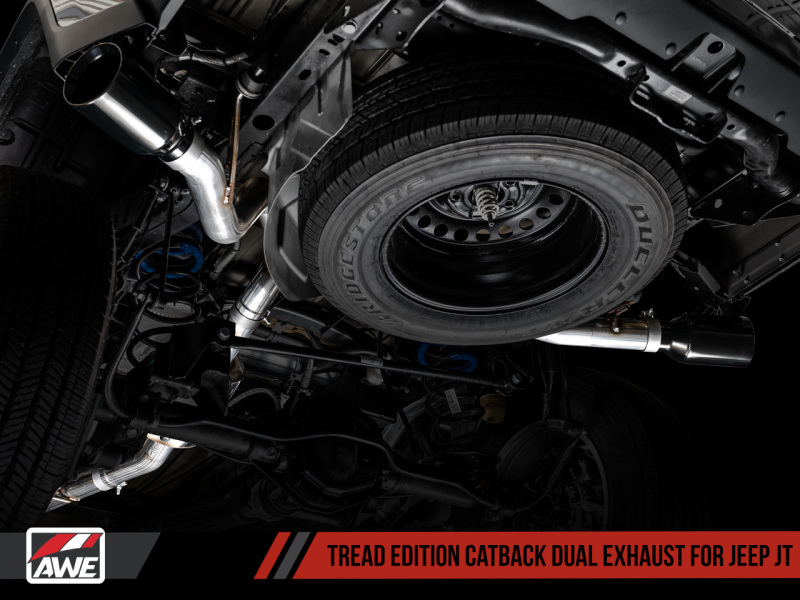 AWE Tuning 20-21 Jeep Gladiator JT 3.6L Tread Edition Cat-Back Double échappement - Diamond Black Tip