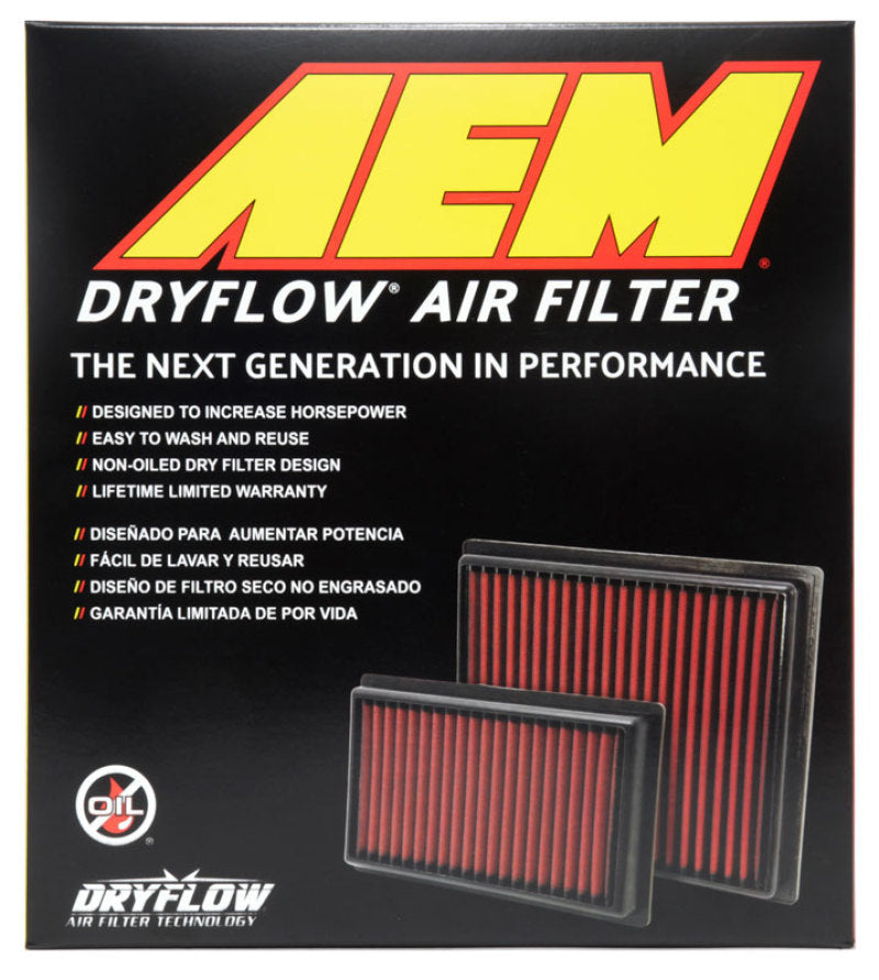 AEM 07-10 Impreza / 08-10 Forester 8,75 pouces O/SL x 8,563 pouces O/SW x 2,438 pouces H Filtre à air DryFlow