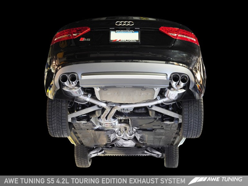 Système d'échappement AWE Tuning Audi B8 S5 4.2L Touring Edition - Embouts en argent poli